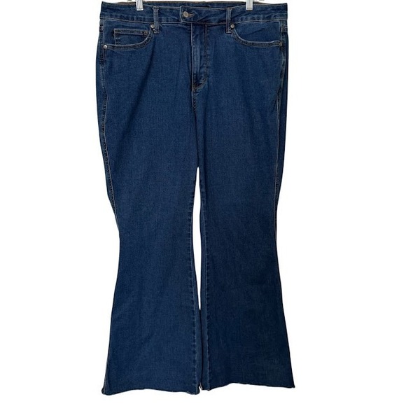 Judy Blue Denim - Judy Blue Mid Wash Flare Raw Hem Stretch Jeans Womens Plus 18W JB88611